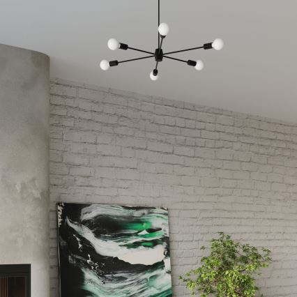 Ljuskrona på stång LANGO 5xE27/60W/230V svart