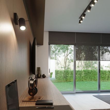 Väggspotlight RING 1xGU10/10W/230V svart