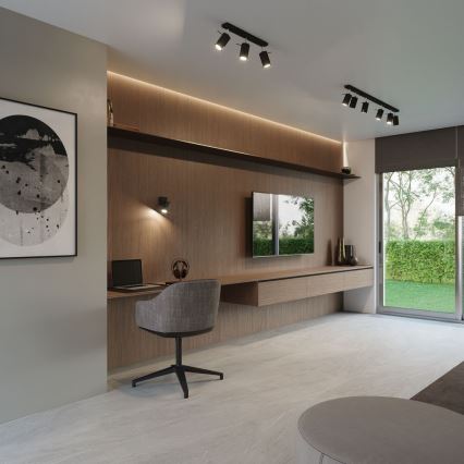 Väggspotlight RING 1xGU10/10W/230V svart