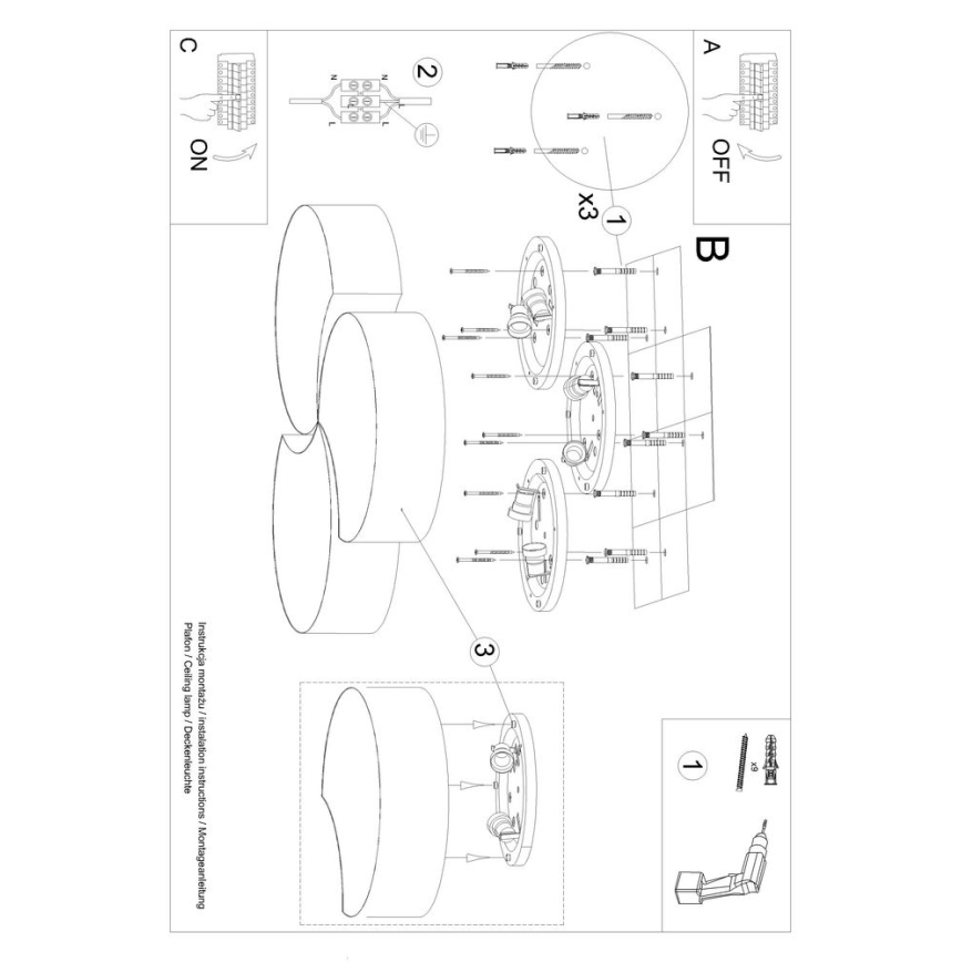 Taklampa  CIRCLE 6xE27/60W/230V vit