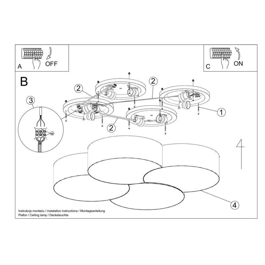 Taklampa  CIRCLE 8xE27/60W/230V vit 