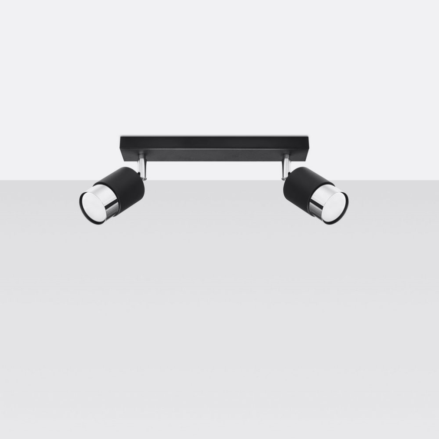Spotlight  NERO 2xGU10/40W/230V svart /skinande krom