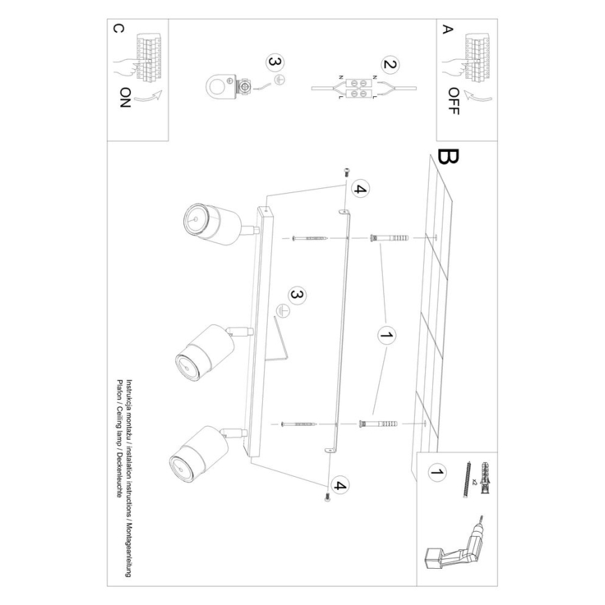 Spotlight  NERO 3xGU10/40W/230V svart /gyllene