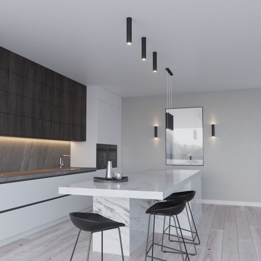 Ljuskrona med textilsladd LAGOS 3xGU10/10W/230V svart