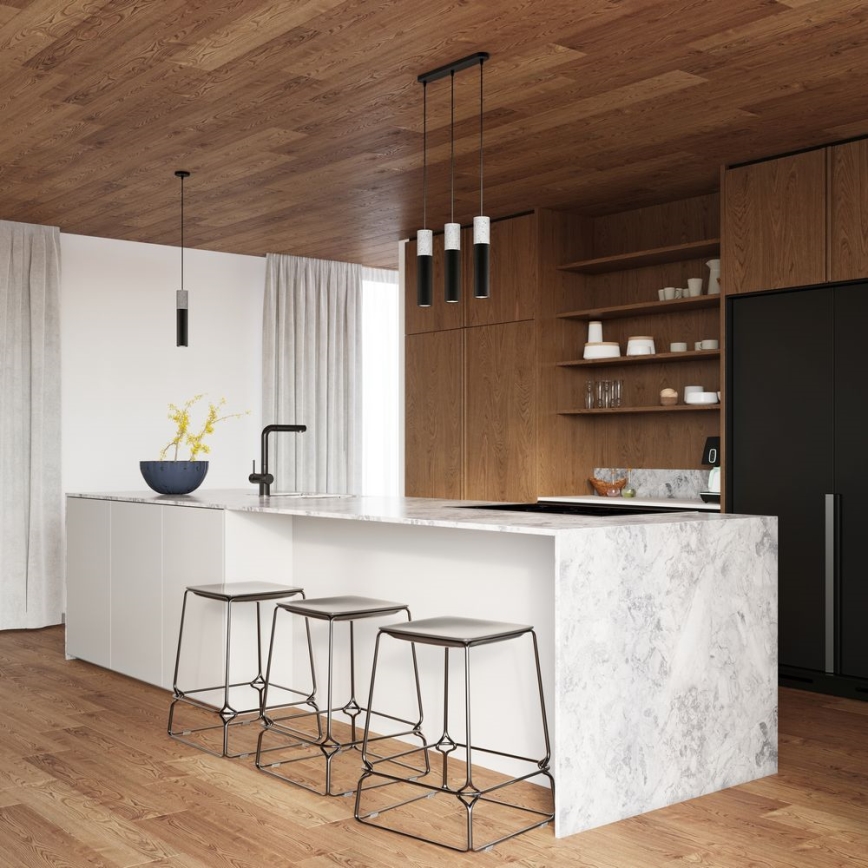 Ljuskrona med upphängningsrem BORGIO 3xGU10/40W/230V betong/metall svart