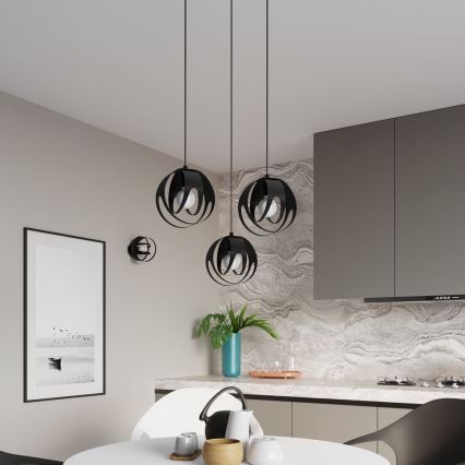 Takkkrona på ett snöre  TULOS 3xE27/60W/230V svart