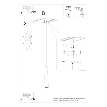 Pendellampa på kabel SULA 1xGU10/10W/230V Ø 8 cm beige