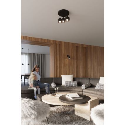 Taklampa på kabel SAVAR 1xE27/60W/230V svart