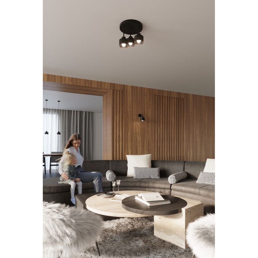 Taklampa på kabel SAVAR 1xE27/60W/230V svart