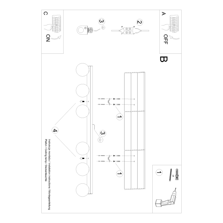 Taklampa YOLI 6xG9/12W/230V svart