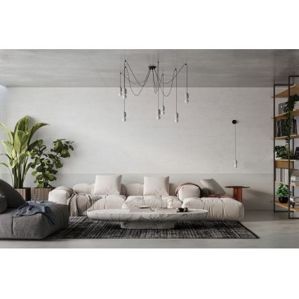 Ljuskrona med textilsladd NESO 7xE27/15W/230V spindel betong