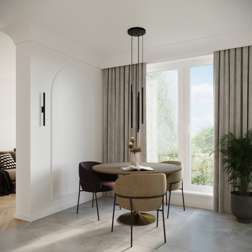 Ljuskrona med textilsladd PASTELO 5xG9/8W/230V svart