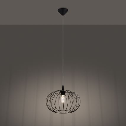 Ljuskrona med textilsladd TSUNO 1xE27/15W/230V svart