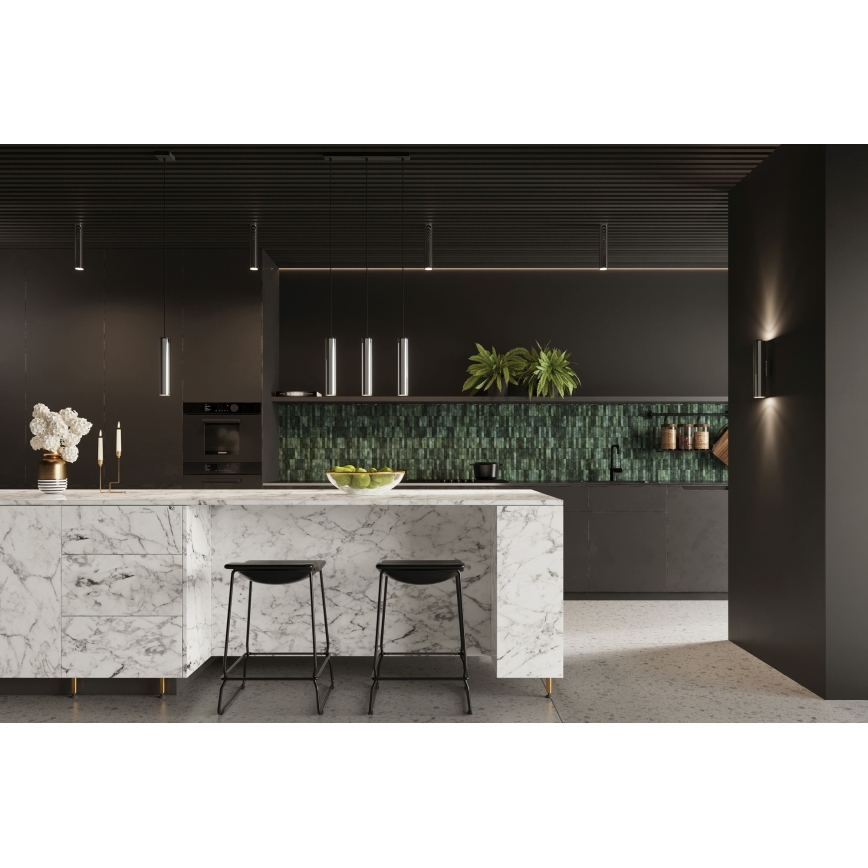 Ljuskrona med textilsladd LAGOS 1xGU10/10W/230V skinande krom