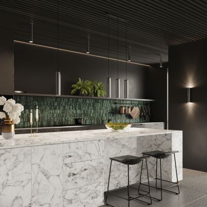 Ljuskrona med textilsladd LAGOS 1xGU10/10W/230V skinande krom