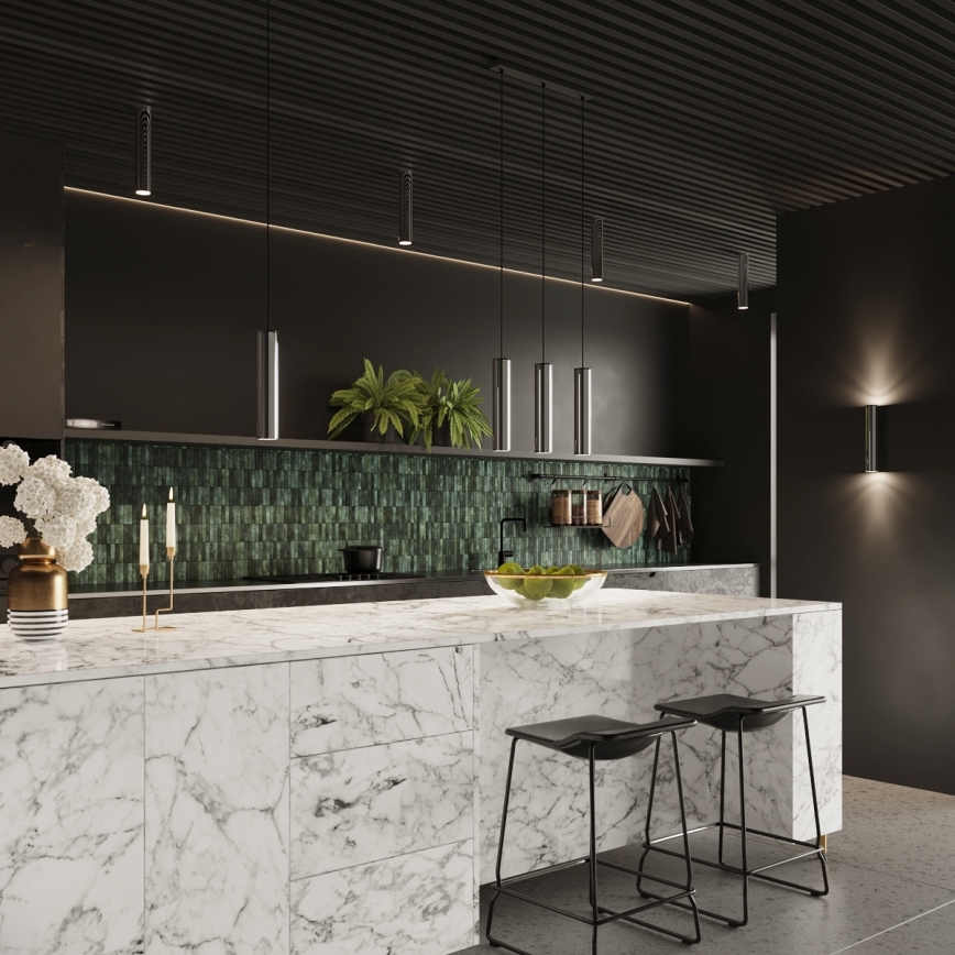 Ljuskrona med textilsladd LAGOS 1xGU10/10W/230V skinande krom