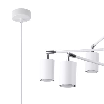 Ljuskrona med textilsladd LEMMI 6xGU10/10W/230V vit