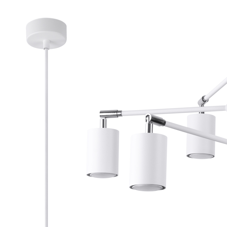 Ljuskrona med textilsladd LEMMI 6xGU10/10W/230V vit