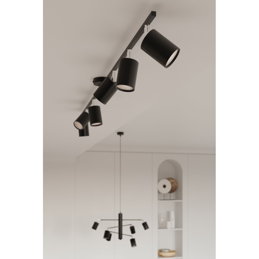 Ljuskrona med textilsladd LEMMI 6xGU10/10W/230V svart