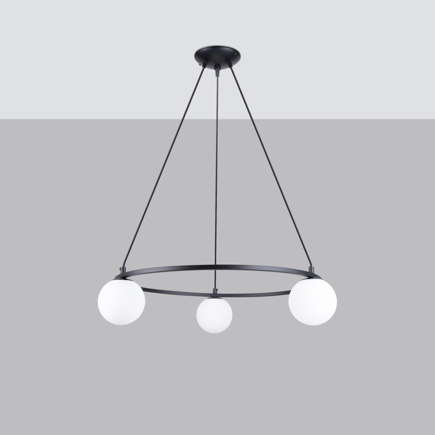 Ljuskrona med textilsladd YOLI 3xG9/8W/230V svart