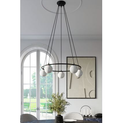 Ljuskrona med textilsladd YOLI 3xG9/8W/230V svart