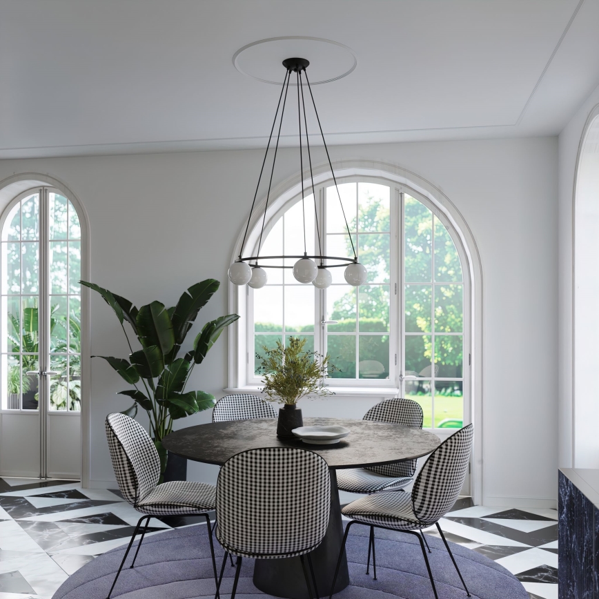Ljuskrona med textilsladd YOLI 3xG9/8W/230V svart