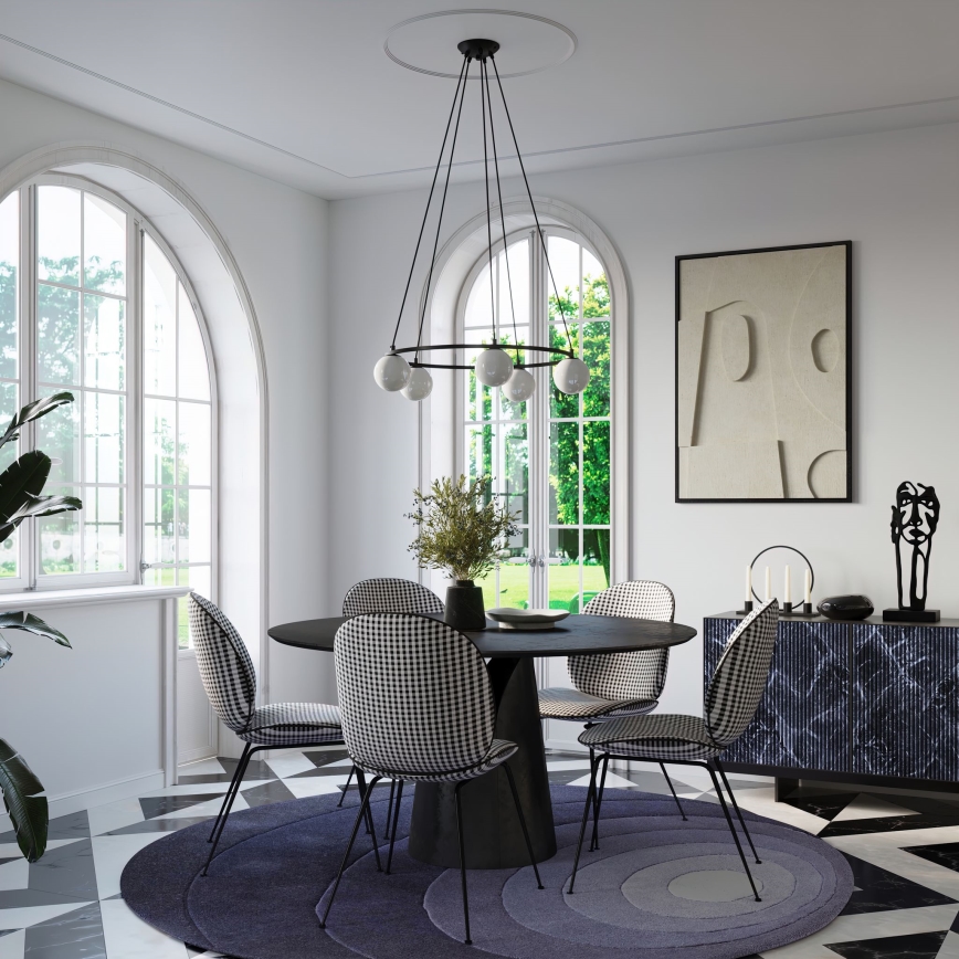 Ljuskrona med textilsladd YOLI 5xG9/8W/230V svart