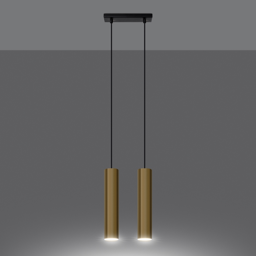 Ljuskrona med textilsladd LAGOS 2xGU10/10W/230V guld