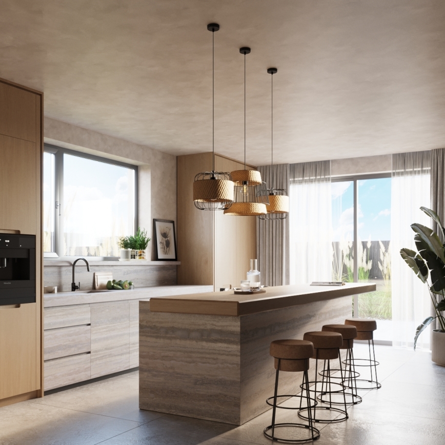 Ljuskrona med textilsladd BRILO 1xE27/15W/230V