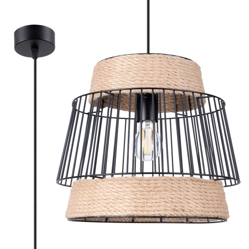 Ljuskrona med textilsladd BRILO 1xE27/15W/230V