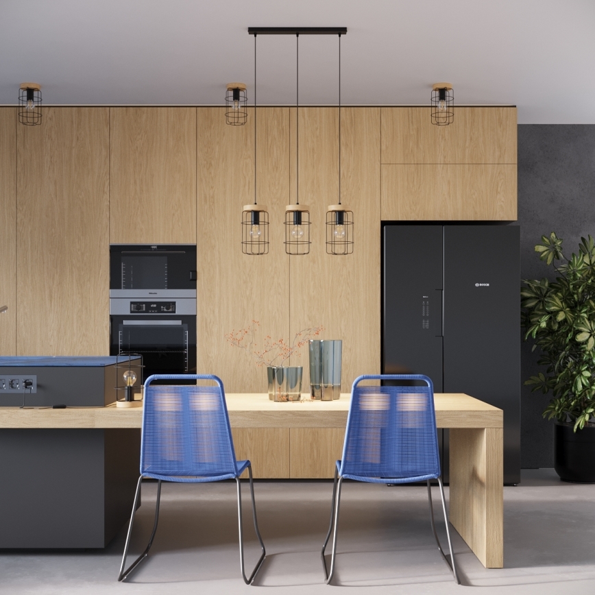 Taklampa GOTTO 1xE27/15W/230V svart/bok