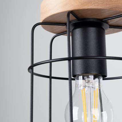 Ljuskrona med textilsladd GOTTO 1xE27/15W/230V svart/bok