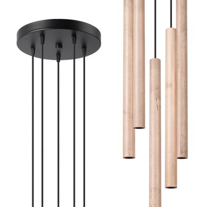 Ljuskrona med textilsladd PASTELO 5xG9/8W/230V bok