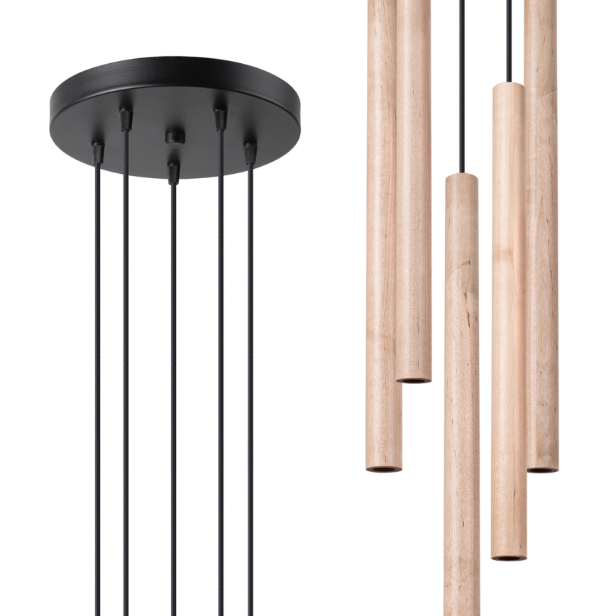 Ljuskrona med textilsladd PASTELO 5xG9/8W/230V bok