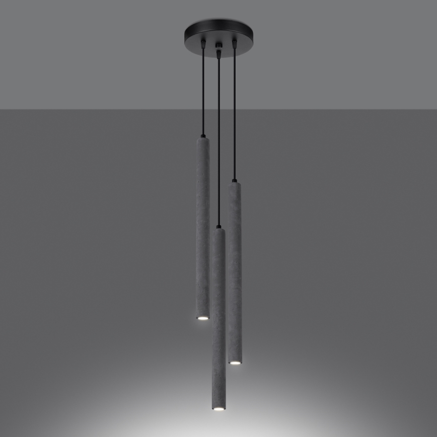 Ljuskrona med textilsladd PASTELO 3xG9/8W/230V betong