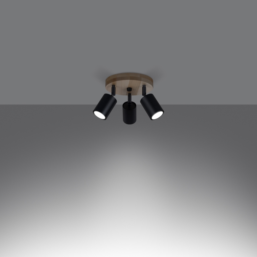 Spotlight VERDO 3xGU10/10W/230V svart/bok