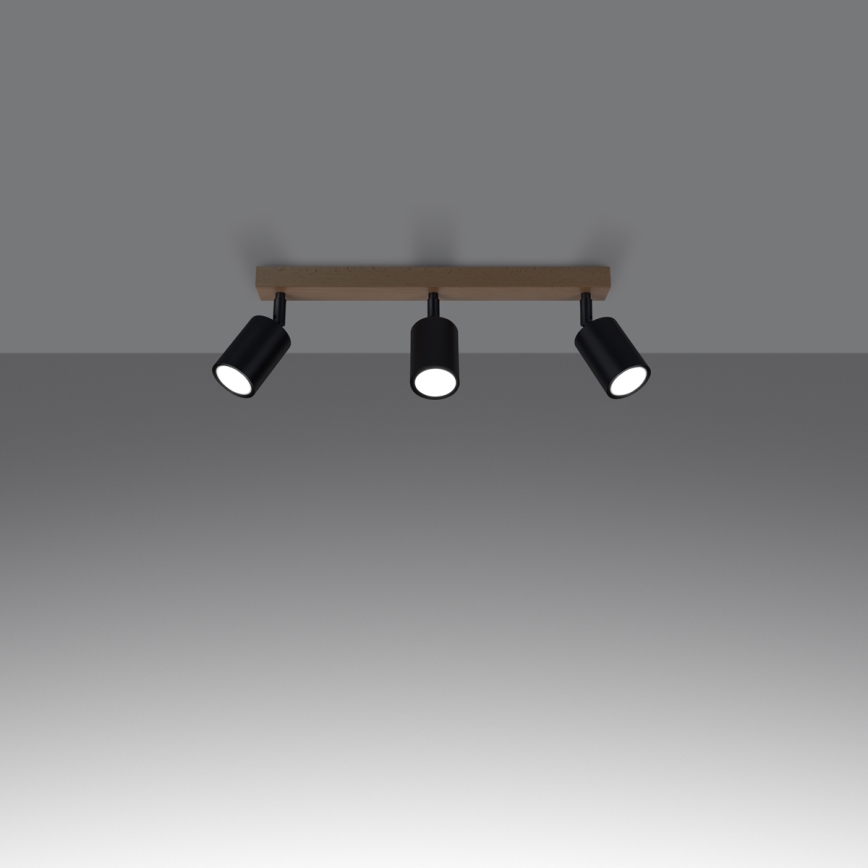 Spotlight VERDO 3xGU10/10W/230V svart/bok