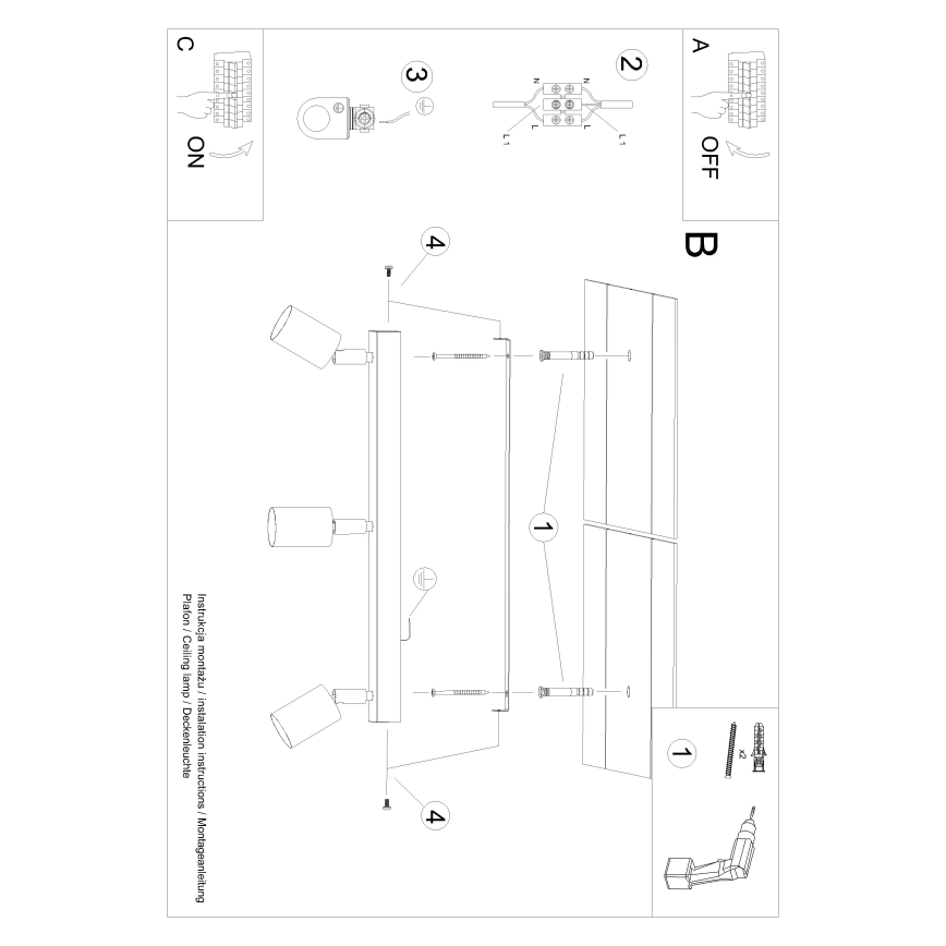 Spotlight VERDO 3xGU10/10W/230V svart/bok