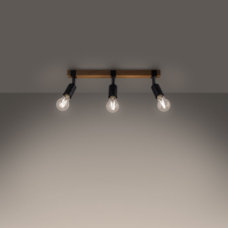 Spotlight ZUCA 3xE27/15W/230V svart/ek