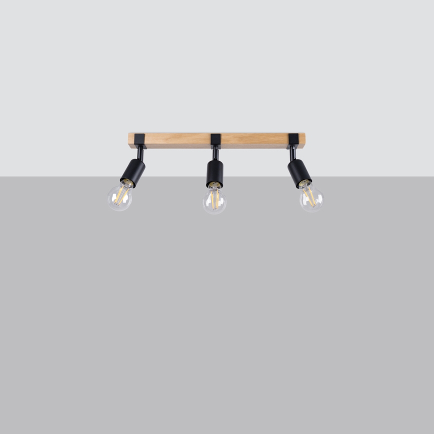 Spotlight ZUCA 3xE27/15W/230V svart/ek