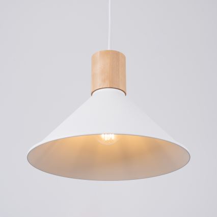 Ljuskrona med textilsladd JAGA 1xE27/15W/230V diameter 30 cm vit