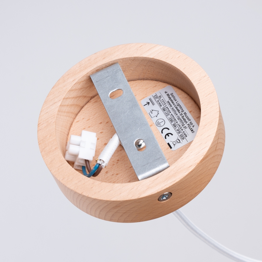 Ljuskrona med textilsladd JAGA 1xE27/15W/230V diameter 30 cm vit