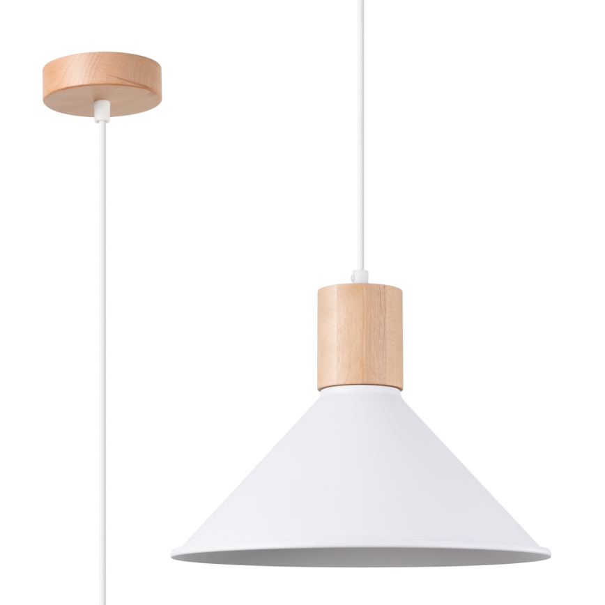 Ljuskrona med textilsladd JAGA 1xE27/15W/230V diameter 30 cm vit