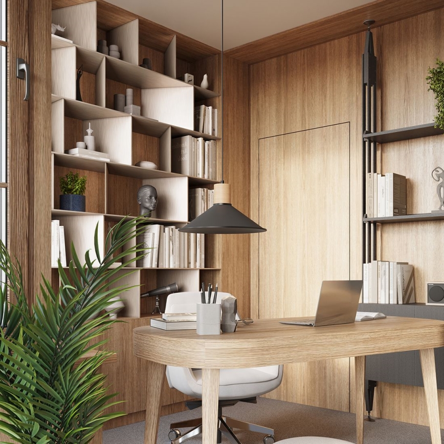 Ljuskrona med textilsladd JAGA 1xE27/15W/230V diameter 30 cm svart