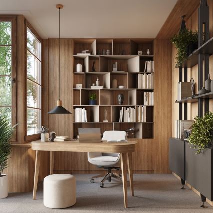 Ljuskrona med textilsladd JAGA 1xE27/15W/230V diameter 30 cm svart