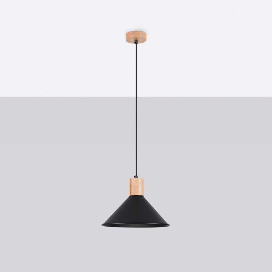 Ljuskrona med textilsladd JAGA 1xE27/15W/230V diameter 30 cm svart