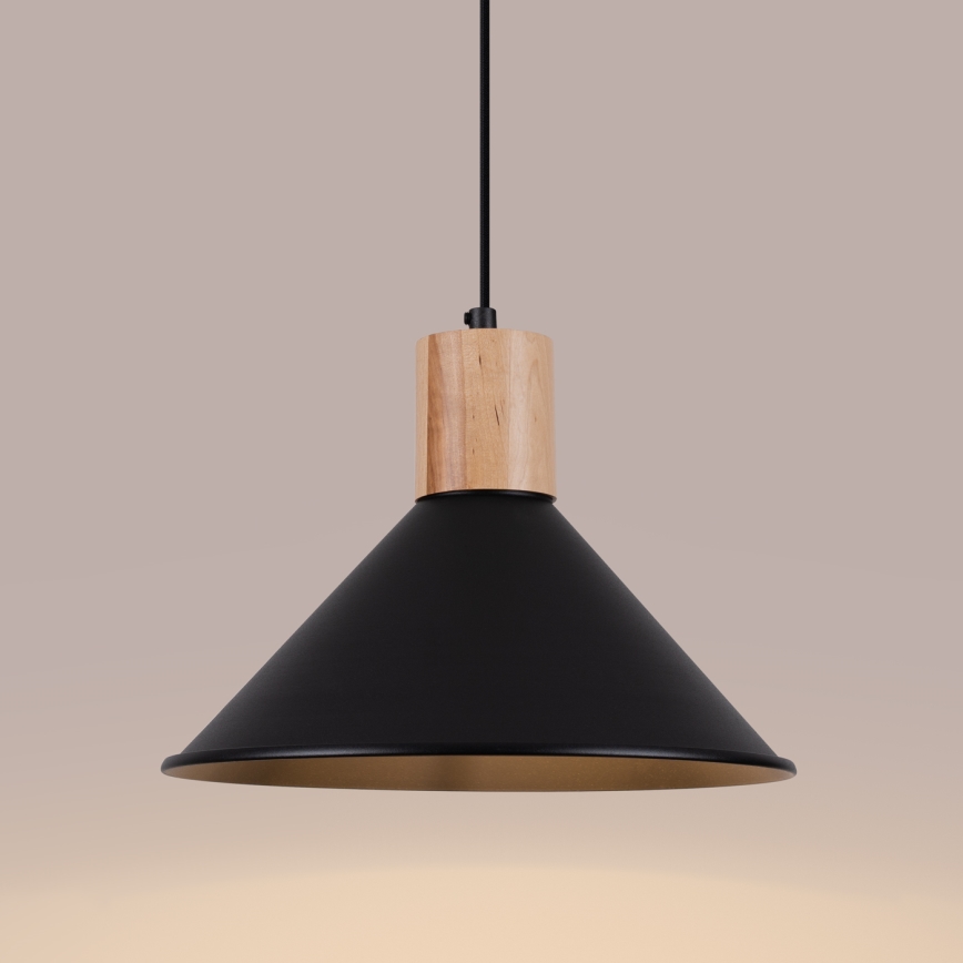 Ljuskrona med textilsladd JAGA 1xE27/15W/230V diameter 30 cm svart