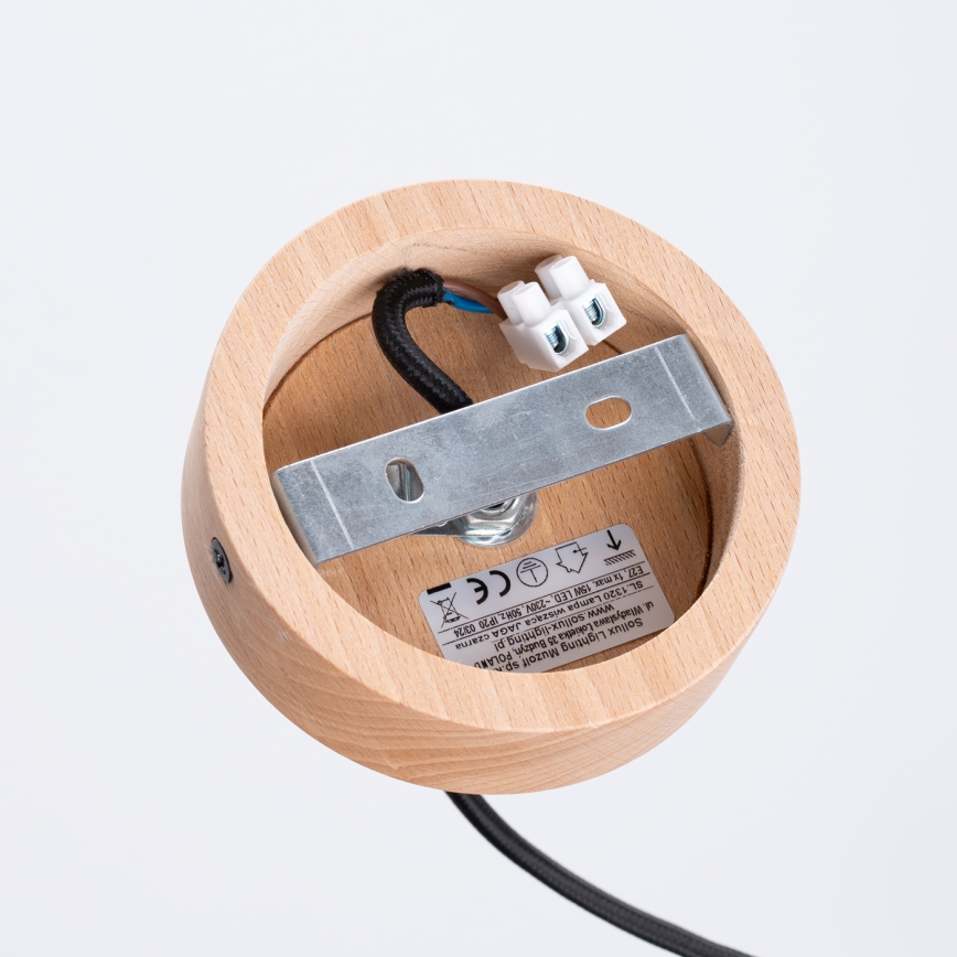 Ljuskrona med textilsladd JAGA 1xE27/15W/230V diameter 30 cm svart