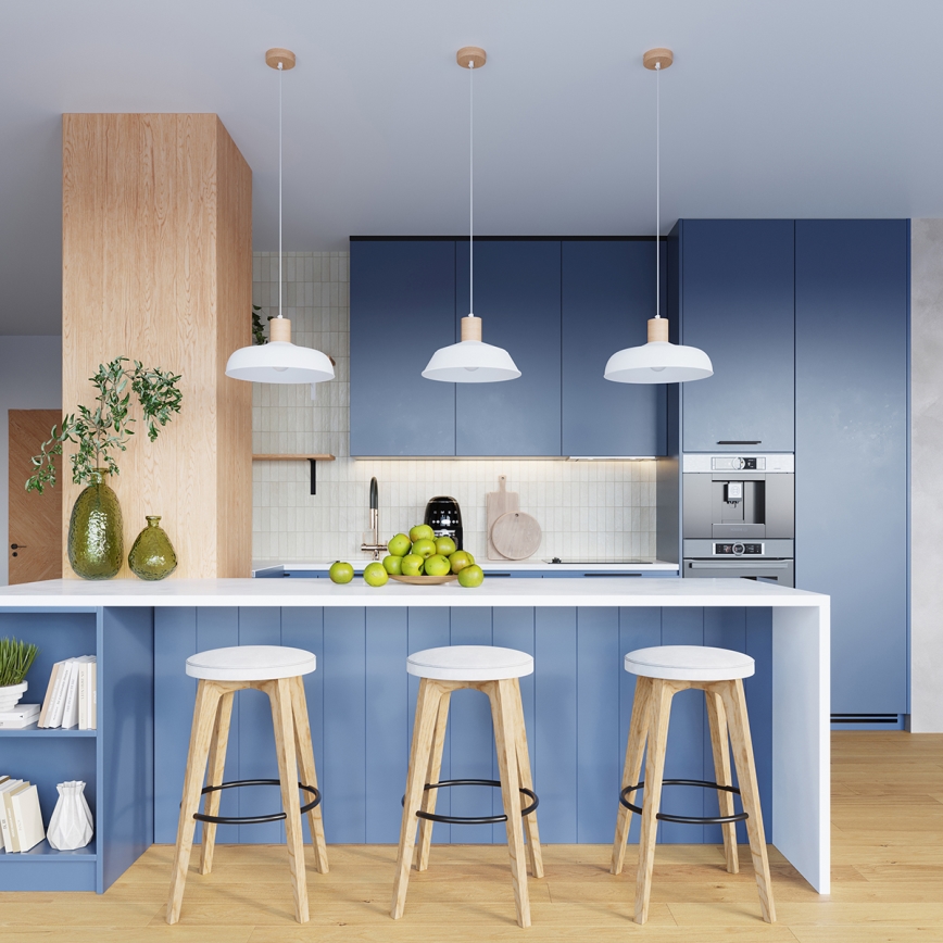 Ljuskrona med textilsladd FANO 1xE27/15W/230V diameter 34 cm vit