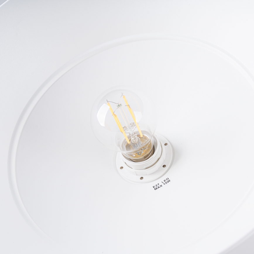 Ljuskrona med textilsladd FANO 1xE27/15W/230V diameter 34 cm vit